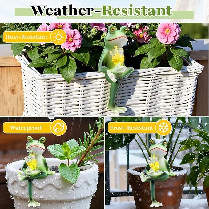 3 Pack Garden Frog Statues – Funny Outdoor Figurines for Yard, Patio, Lawn, Indoor Decor – Cute Animal Ornaments & Plant Hangers – Birthday for Women