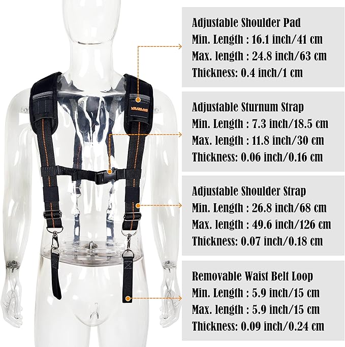 WELKINLAND 2.5" Tool belt suspenders, Tool belt suspenders for men, Tool suspenders for men, Tools suspenders