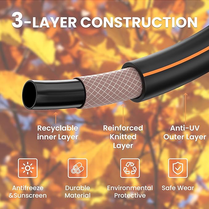Giraffe Tools Leader Hose 5/8 inch x 2.5ft for Garden, Heavy Duty Water Hose, Flexible & Lightweight Short Hybrid Hose with Bend Protection, Male to Female Fittings