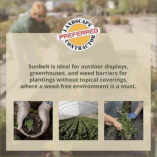DeWitt Sunbelt Woven Ground Cover, 3.2 oz, Black, 4' x 300' - Durable Weed Barrier Fabric for Greenhouse, Garden, Outdoor Display & Landscaping