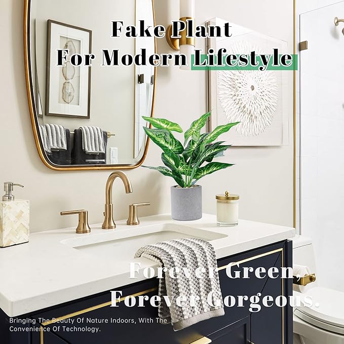 Der Rose 2 Pack Fake Plants Artificial Tropical Faux Plants Indoor for Office Desk Home Sage Green Decor