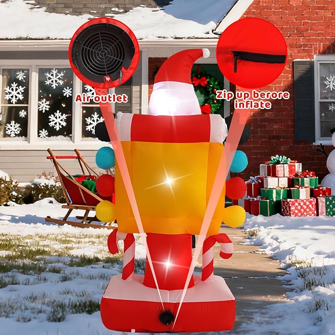 7FT Santa Claus Countdown Sign with Built-in LED Lights, Suitable for Christmas Lawns, Gardens, and Courtyards Outdoor Inflatable Decorations
