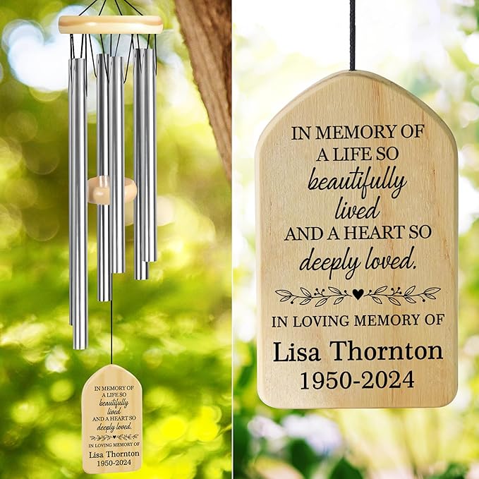 Memorial Wind Chimes - Sympathy Gift for Loss of Loved One, In Memory of a Loved One - Beautifully Lived