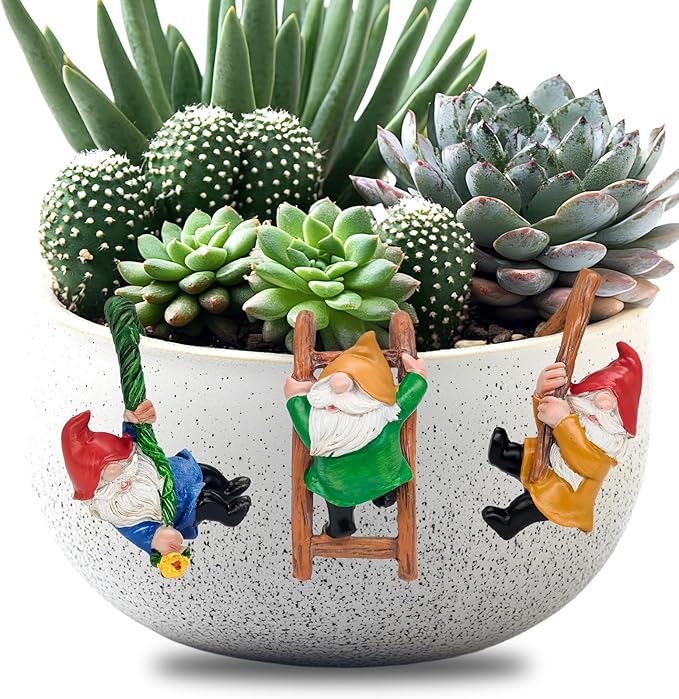 Set 3 Climbing Garden Gnomes Statue Tree Faces Decor Outdoor Yard Flower Pot Landscape Dwarf Tiny Elf Fairy Garden Micro Funny Patio Hanging Resin Figurine Accessories Clearance Deals Fence Ornaments