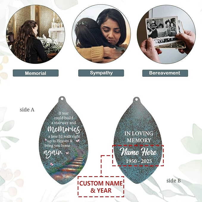 ASTARIN Personalized Sympathy Wind Chimes, Memorial Gifts Wind Chimes for Outside, Deep Tone Wind Chime for Loss of Loved Ones, Commemorative Wind Chime for Mom/Dad/Friends (35inch)