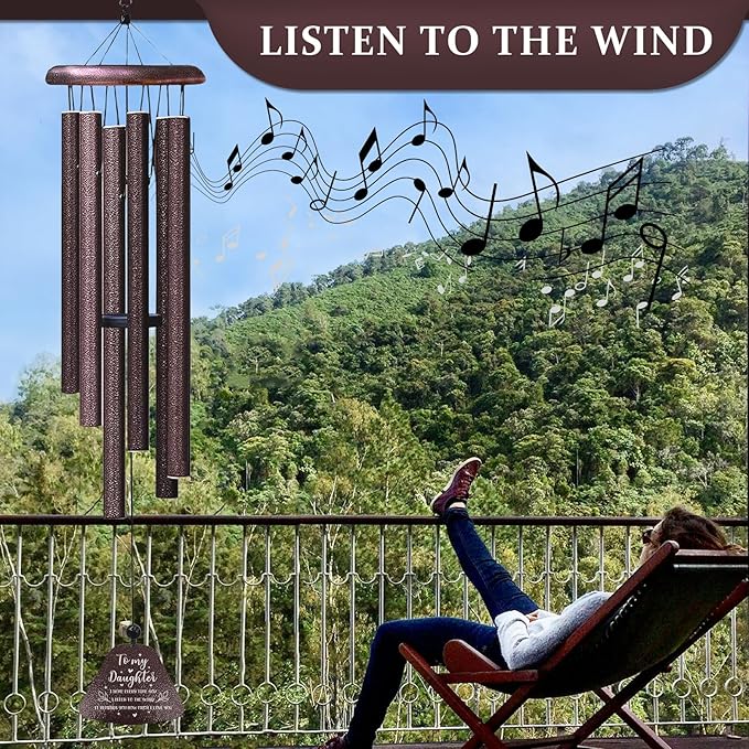 Daughter Gifts from Mom, Best Daughters Ever 32" Wind Chimes, Birthday Gifts for Daughter from Mom, Christmas Birthday Presents for Her from Dad, Daughters Graduation Gift Ideas Windchimes