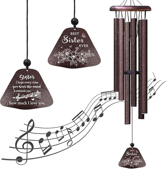 Sister Birthday Gifts 32” Wind Chimes, Sister Gift, Birthday Gifts for Sisters, Sis Wind Chimes for Graduation Christmas Mothers Day