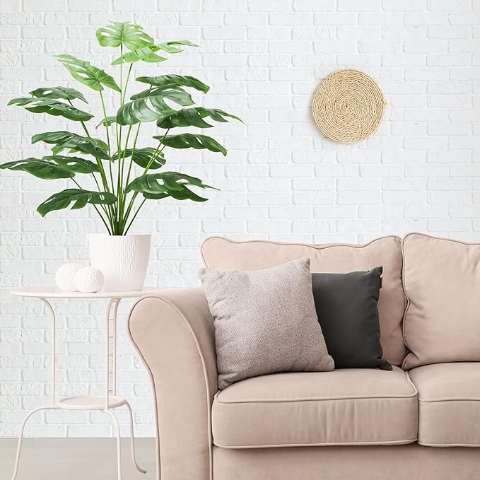 Guheake 28" Fake Plants Large, Artificial Floor Faux Monstera Plant with Planter for Home Office Decor Indoor