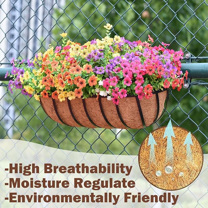 2 Pcs 36“ Railing Planter Window Box Deck Railing Planter Boxes with Coco Liner English Horse Trough Planters Metal Wall-Mounted Planters Basket for Outdoor Balcony Porch Fence Patio Rail