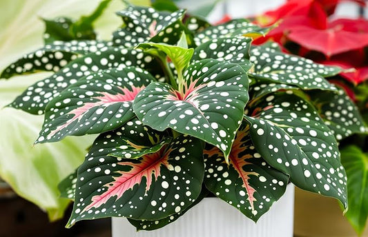 Gingerland Caladium Bulbs for Planting - Beautiful Spotted Leafs Stand Out - Perennial Hosta, Elephant Ears, Fancy (6 Bulbs)