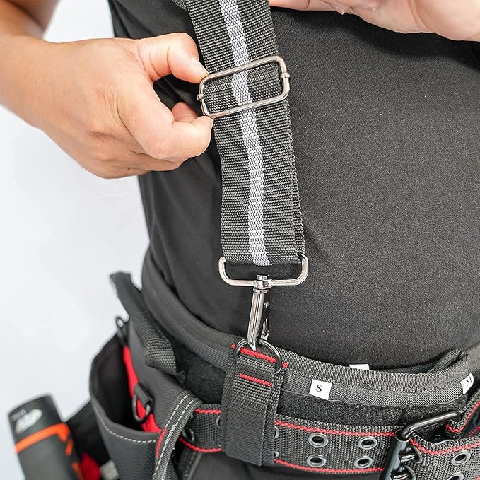 MELOTOUGH Tool Belt Suspenders Construction Work Suspenders with detachable phone holder comfortable foam shoulder padder (Grey)