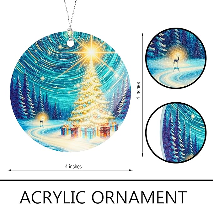 Golden Christmas Tree Night Ornament – Starry Night Decor – Christmas Tree Ornament – Christmas Ornament 2025 - White Elephant Gifts - Xmas Tree Funny Decoration
