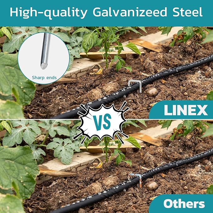 Landscape Staples 4 Inch 30 Pack, Galvanized Garden Staple 12 Gauge Landscaping Stakes Lawn Stakes for Anchoring Weed Barrier Fabric, Irrigation Tubing