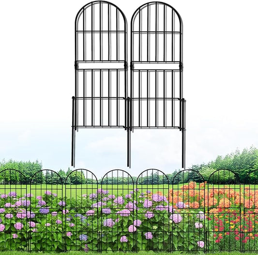 GOTGELIF 10 Pack 32in(H) X 10ft(L) Decorative Fence, Arched Fence - Easy to Disassemble & Install & No Dig Metal Garden Fence Border with 11 Metal Stake for Flower Bed, Landscape, Yard, Patio