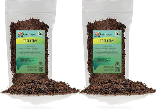 GARDENERA's Premium New Zealand Tree Fern - 10 Quart - Growing Medium for Orchids and Epiphytes | Provides Optimal Drainage and Aeration (2 Bags of 5 Quart)