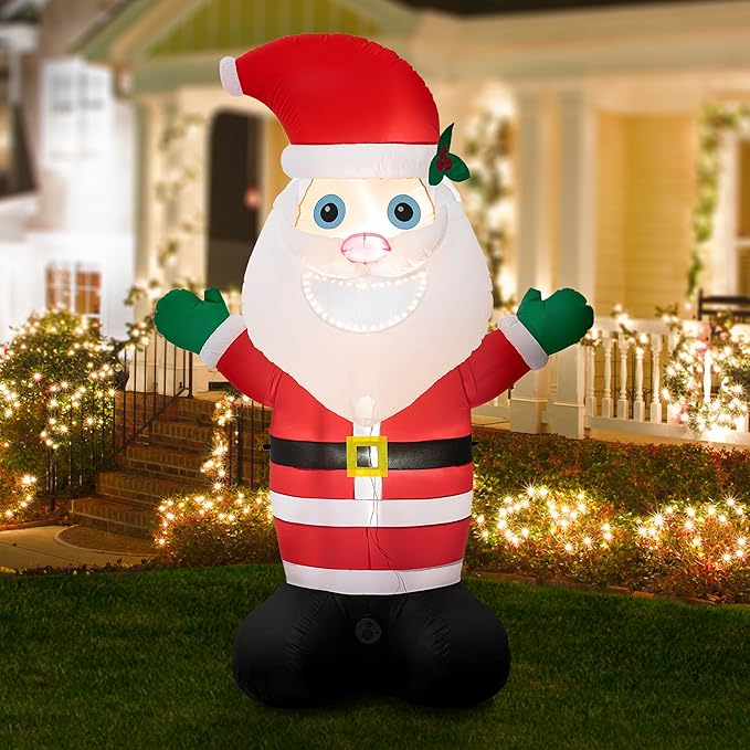eUty 8ft Christmas Inflatable Outdoor Decoration Lighted Musical Santa Decor Waterproof Christmas Blow Up Yard Decorations for Xmas Holiday Party Yard Garden Lawn Decor