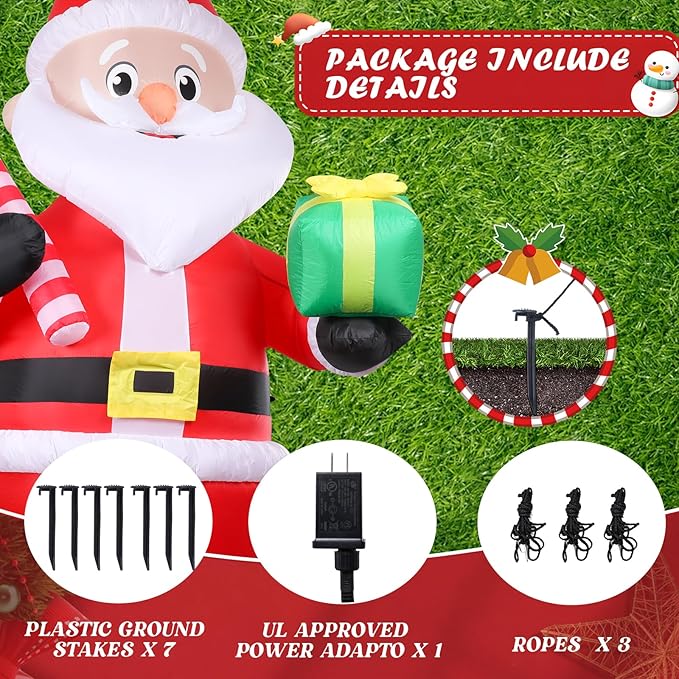 WONDER GARDEN 9.84 FT Christmas Inflatable Outdoor Decorations Christmas Santa Claus Blow Up Yard Decorations with LED Lights for Xmas Holiday Party Garden Patio Lawn Decor