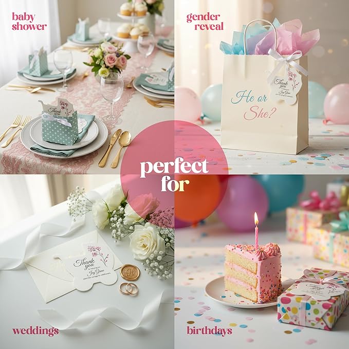 Baby Carriage Seed Paper – 12 pcs Pink Baby Shower Favors for Guests with Wildflower Seeds, Writable & Plantable, Gender Reveal, Birthday Gifts for Guest
