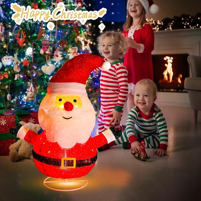 Lighted Christmas Santa Claus Outdoor Decorations Collapsible Santa Claus with LED Lights Pre Lit Pop up Xmas Holiday Decor for Indoor Outdoor Home Yard Garden Lawn