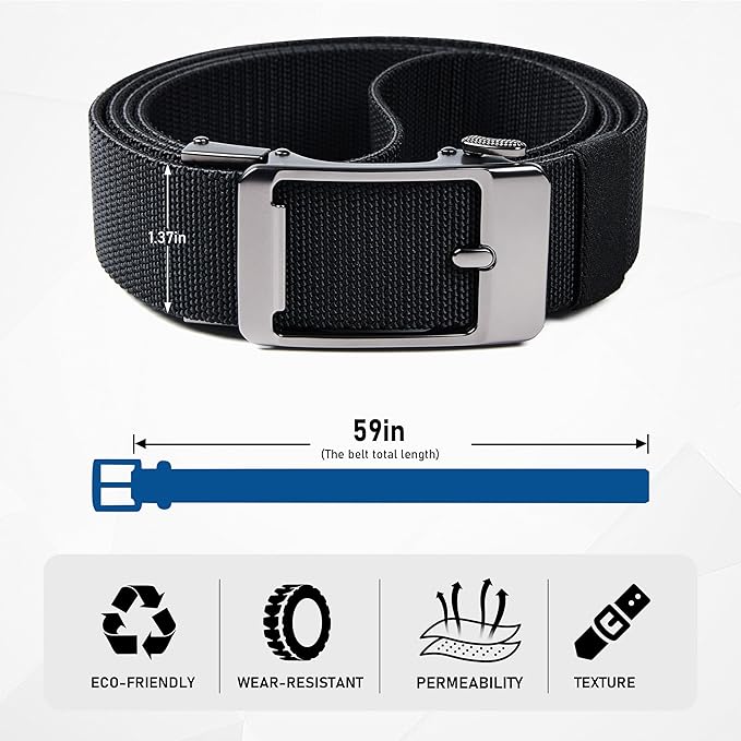Men's Elastic Tactical Belt, Golf Work Ratchet Belt, Outdoor Nylon Casual Cuttable Belt