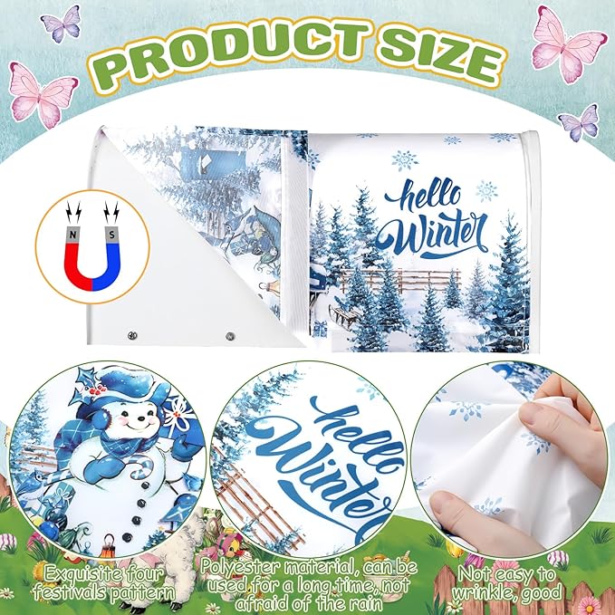 12 Pcs Vintage Seasonal Gnome Mailbox Covers Magnetic Standard Size 18 x 21 Inch Halloween Thanksgiving Winter Christmas Magnetic Mailbox Covers for Garden Yard Outdoor Decor