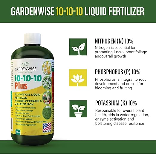 10-10-10 Liquid Fertilizer & 10-10-10 All-Purpose Granular Fertilizer Bundle for All Purpose Plants - Plant Food Outdoor & Indoor Plant Food, Vegetables, Flowers Garden (8oz & 3 Quarts)