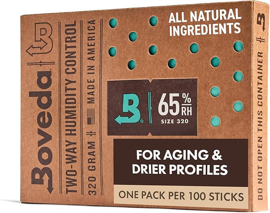 Boveda 65% Two-Way Humidity Control Pack For Aging & Long-Term Storage in Large Plastic & Wood Boxes – Size 320 – Single – Moisture Absorber – Humidifier Pack – Individually Wrapped Hydration Packet