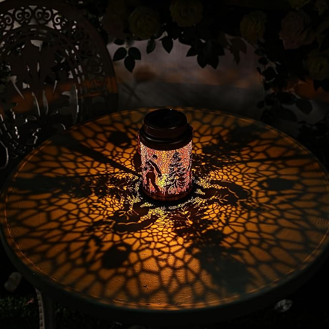 Cooo 4 Pack Solar Pathway Lights & Solar Lanterns Outdoor Waterproof Landscape Path Lights Christmas Lights Gifts for Women Mom Grandma for Garden Yard Patio Backyard Porch Decor- Rose Gold Wild Man