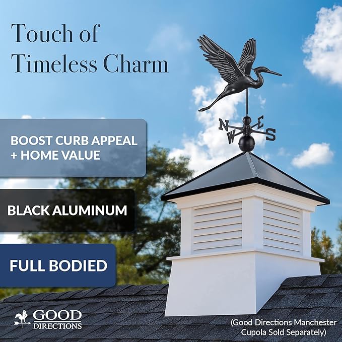 Good Directions Black Aluminum Heron Weathervane