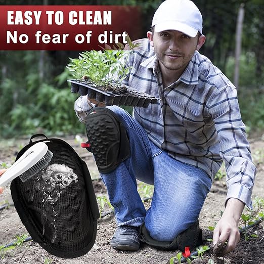 Work Knee Pads for Men Construction,Gel Roofing and Flooring Knee Pads for Women with Soft Foam Padding for All Day Comfort, Gardening Kneepads for Work with Anti-Slip 1680D Fabric Cap, Black