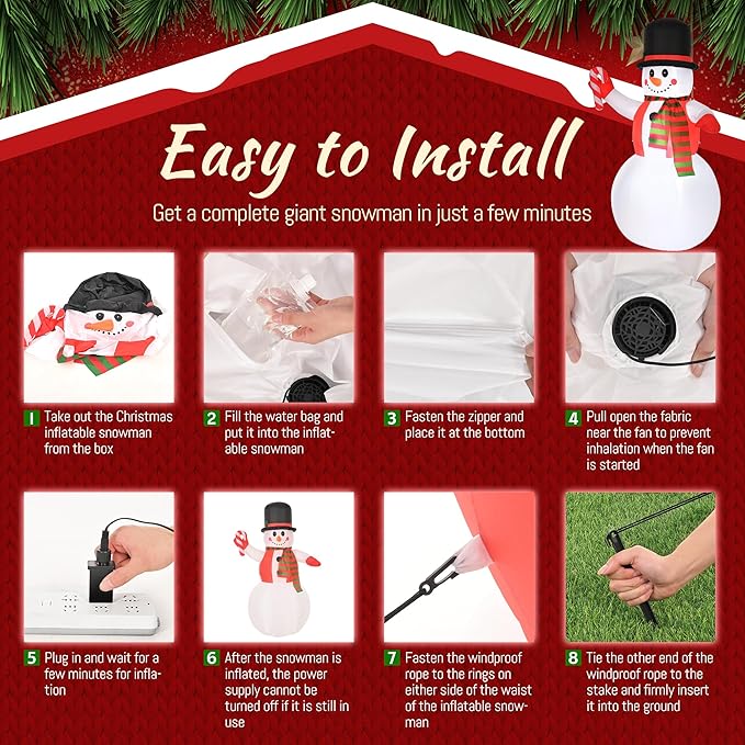 8 FT Christmas Inflatables Yard Decorations Snowman Outdoor, Giant Christmas Blow Ups Outdoor Decor Waterproof with Built-in Bright LED Lights for Yard Garden Patio Lawn