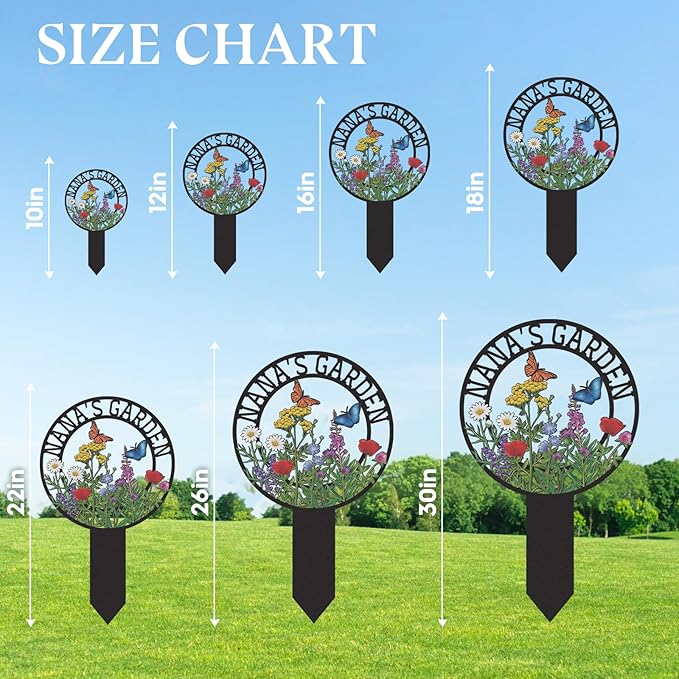 Personalized Garden Signs, Colorful Flowers Garden Decor for Outside, Decorative Yard Stakes, Metal Yard Art, Patio Decor, Custom Last Name Sign, Lawn Art, Housewarming Gifts Color06