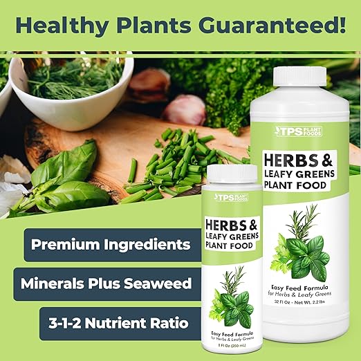 Herb Plant Food for All Edible Herbs, Leafy Greens and Veggies, Liquid Houseplant Fertilizer 8 oz (250mL)