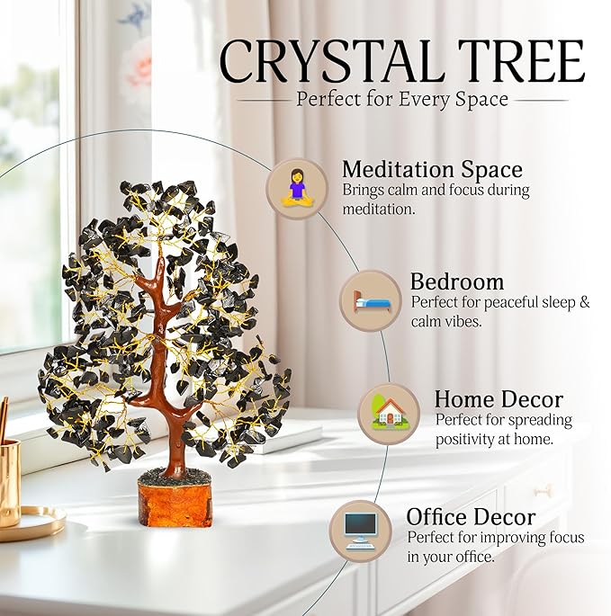 YATSKIA Black Tourmaline Crystal Tree of Life - Money Tree - Birthday Gifts for Women - Chakra Crystals and Stones - Positive Energy Gifts