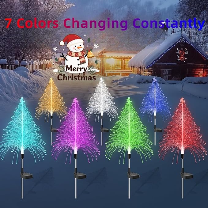 Outdoor Christmas Decorations Solar Christmas Tree Lights Waterproof Jellyfish Lights 2 Pack Solar Garden Lights Outdoor Lights Best Decor for Garden Yard Christmas Holiday Party