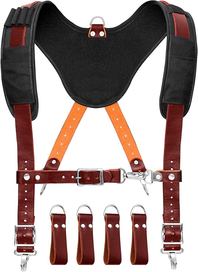 FUERI Tool Belt Suspenders for Men Heavy Duty Bags Construction Carpenter Tools Electricians Framers