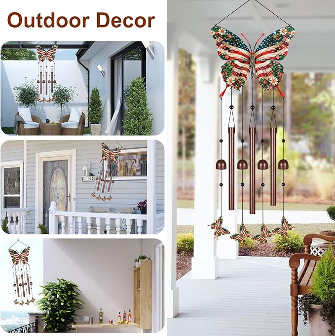 Metal Colorful Butterfly Wind Chimes for Outside to Create a Zen Atmosphere Suitable for Outdoor Garden Patio Home Decor,Melodious Melodic Tones Suitable as A Birthday for Women Mom