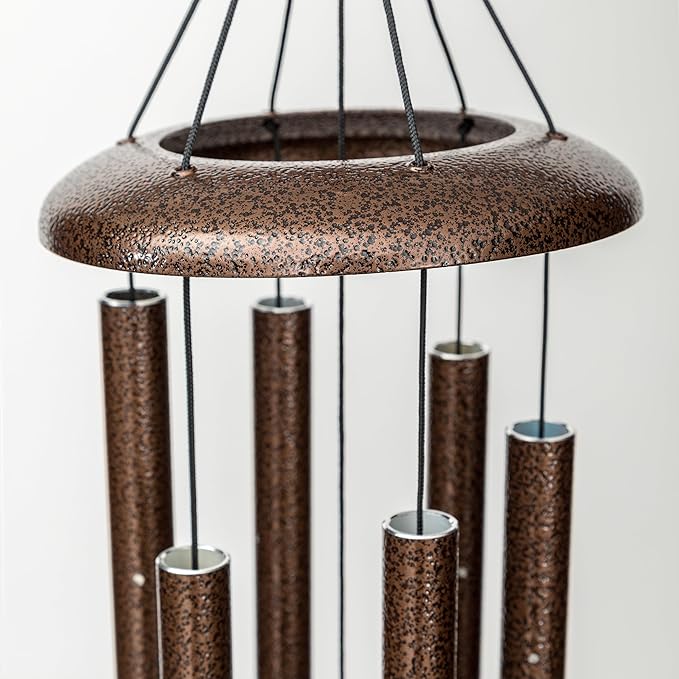 Corinthian Bells 27" Pet Memorial Wind Chime – Copper Vein – “Always Loved, Never Forgotten” with Engraved Pawprint – Soothing Sympathy Gift for Dog or Cat Loss & Remembrance