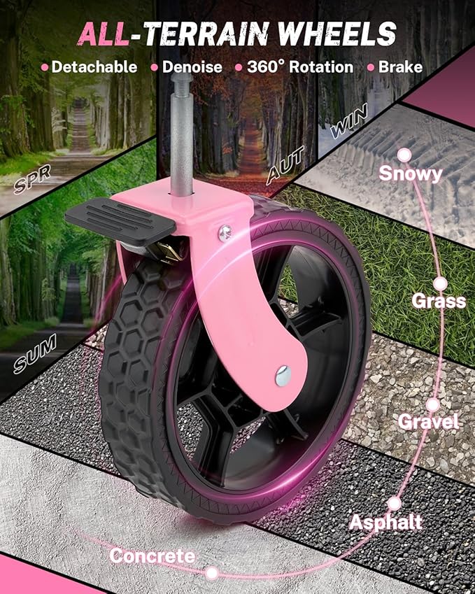 Gonex 38''L Collapsible Foldable Wagon Cart with 360lbs Weight Capacity, 220L Folding Utility Garden Cart with Detachable Wheels for Grocery Sports Shopping Camping - Pink