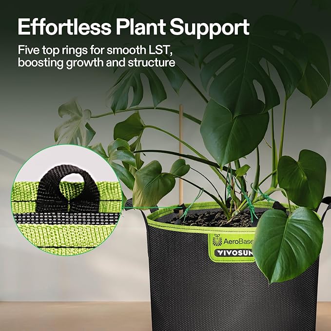 VIVOSUN 3-Pack 3-Gallon AeroBase Grow Bags, Durable Mesh Fabric Plant Container with Breathable Base and Sturdy Handles, Black