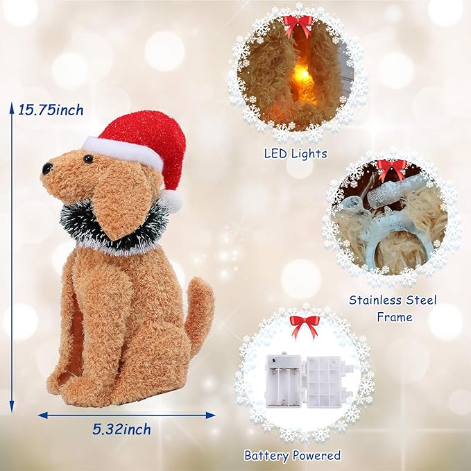 Lighted Dog Holiday Displays, Light Up Collapsible Dog Pre Lit Pop Up Dog Christmas Decorations for Indoor Outdoor Garden Yard Lawn Holiday Party Decor