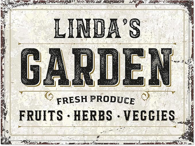 Custom Garden Fresh Produce Sign, Personalized Rustic Name for Backyard, Farm and Christmas Décor Sign, 18x24 Inches, Rust Free .063 Aluminum, Fade Resistant, Made in USA by Sigo Signs