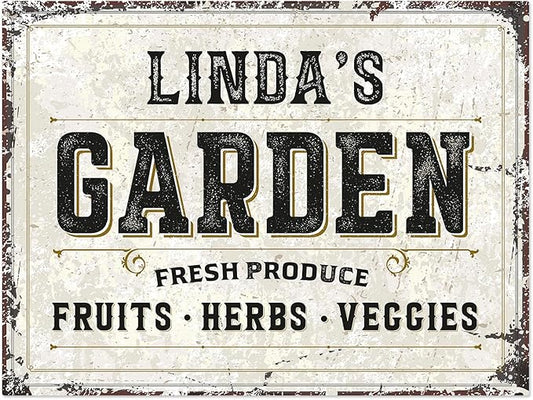 Custom Garden Fresh Produce Sign, Personalized Rustic Name for Backyard, Farm and Christmas Décor Sign, 18x24 Inches, Rust Free .063 Aluminum, Fade Resistant, Made in USA by Sigo Signs