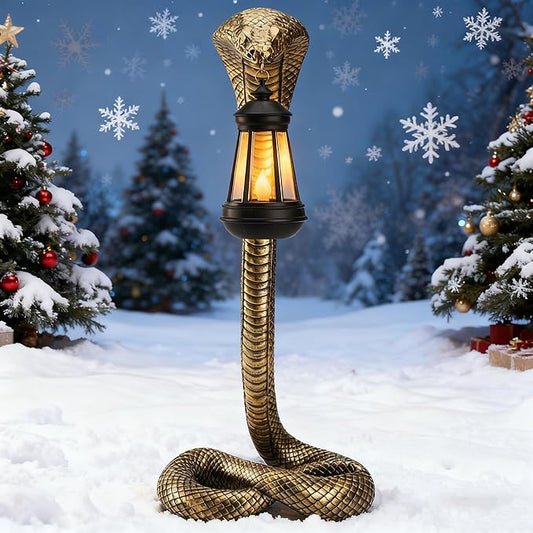 19.29'' Garden Outdoor Statues Snake with Solar Lantern,Lawn Decor Snake Statue for Patio,Balcony,Yard Ornament - Unique Housewarming Gifts,Haunted House Prop and Christmas Decorations