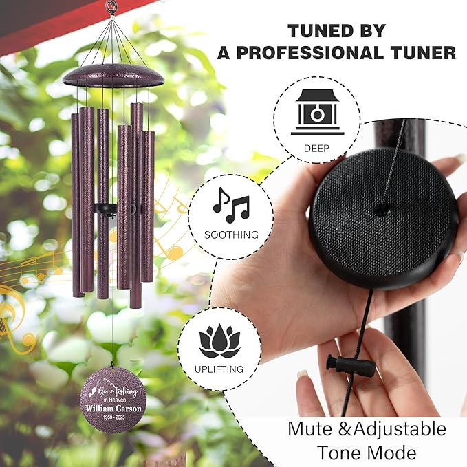 ASTARIN Memorial Wind Chimes Personalized, Deep Tone Wind Chimes for Loss of Loved One, Sympathy Gifts for Loss Mom/Dad/Sister, Outdoor Windchime for Memory Bereavement Condolence