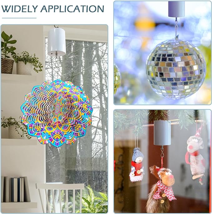 Disco Ball Wind Spinner Mirror Ball Hanging Display Rotating Spinner, Garden Decor with Mini Remote Controller for Battery Operated Motor-20 RPM