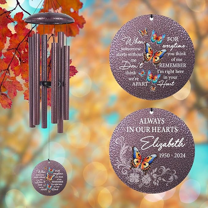 ASTARIN Personalized Memorial Wind Chime for Loss of Loved One 30/36/42 inch, Sympathy Deep Tone Wind Chimes for Mom Dad/Mother Father, Remembrance Gifts for Grief Condolence Funeral, Bereavement 21