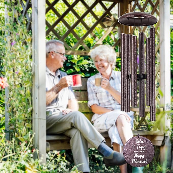 Personalized Retirement Wind Chime, Retirement Wind Chime for 2024, Happy Retirement Gifts for Teachers, Nurses, Coworkers, Relax and Enjoy Happy Retirement, 36inch