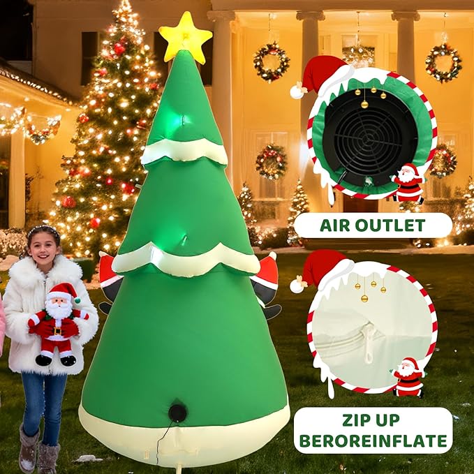 10FT Christmas Tree Inflatable Decoration with Built-in LED Lights, Christmas Outdoor Inflatable Decoration for Lawn, Yard, Garden, Patio