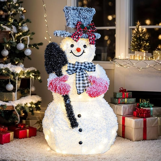 VINGLI 3FT Lighted Snowman Christmas Decorations Outdoor Indoor, Prelit LED Outdoor Christmas Yard Snowman Decor for Lawn Garden Patio Pathway Front Porch Home Holiday Winter Xmas Party Display